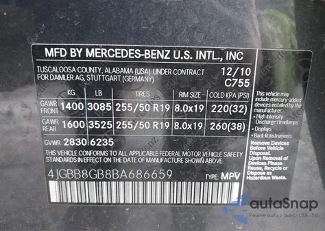 2011 Mercedes-Benz Ml 350 4Matic z USA, uszkodzony, nr VIN 4JGBB8GB8BA686659
